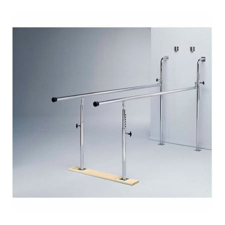 Fabrication Enterprises Wall Mounted Wood Base Folding Parallel Bars, Height Adjustable, 7' L 15-4010